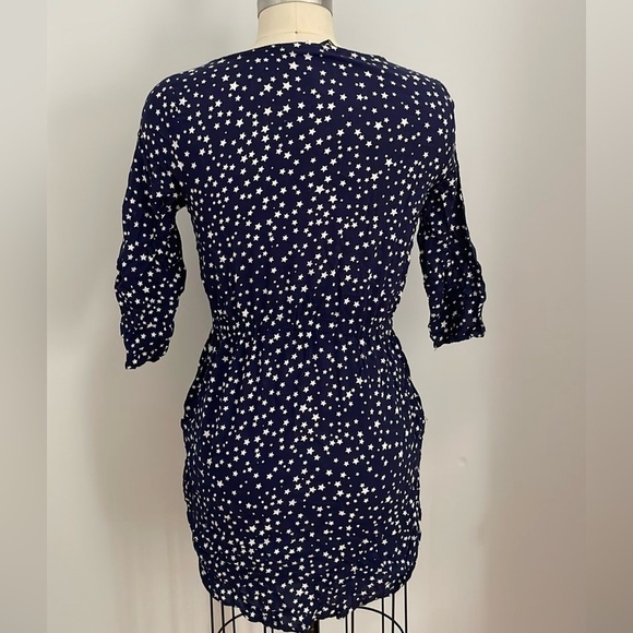 H&M Divided Womens Star Print Mini Dress Patriotic Navy Blue/White- Size 6 - Picture 3 of 4